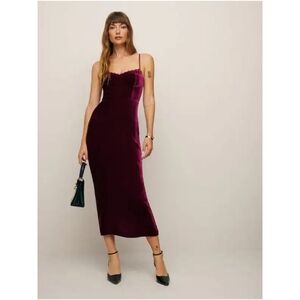 REFORMATION Pennington Dress Chianti Velvet Red sz 2 Women's